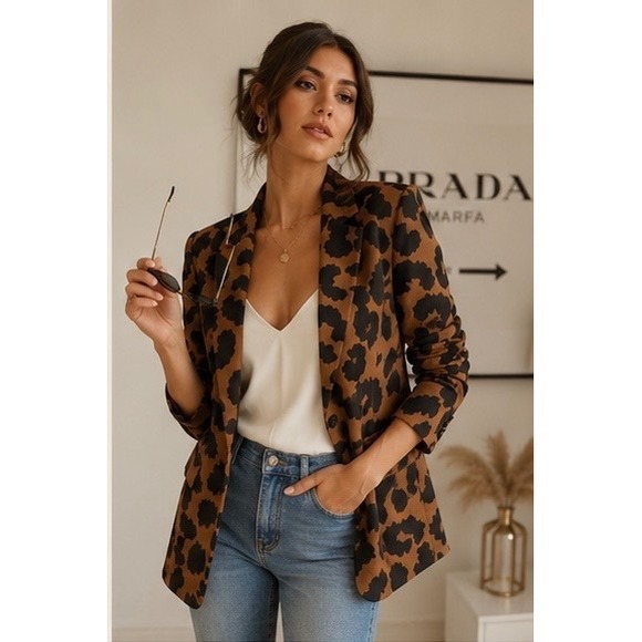 Milk & Honey Jackets & Blazers - Milk & Honey Leopard Print Blazer Mob Wife Chic Edgy Luxe Party Indie Retro Sz S